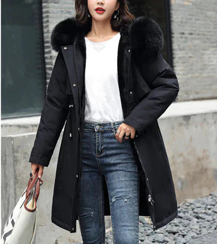 Women’s Long Winter Coat with Warm Wool Lining