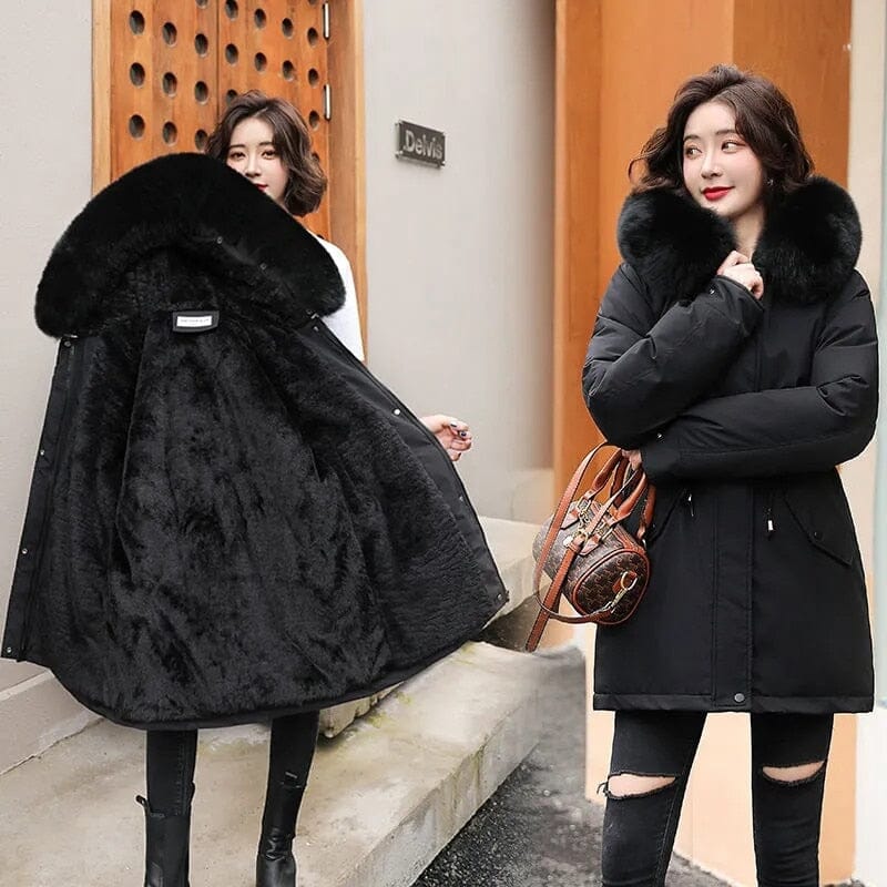 Women’s Long Winter Coat with Warm Wool Lining
